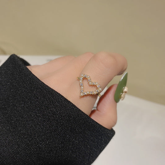 Heart Shaped Gold Ring with Pearls