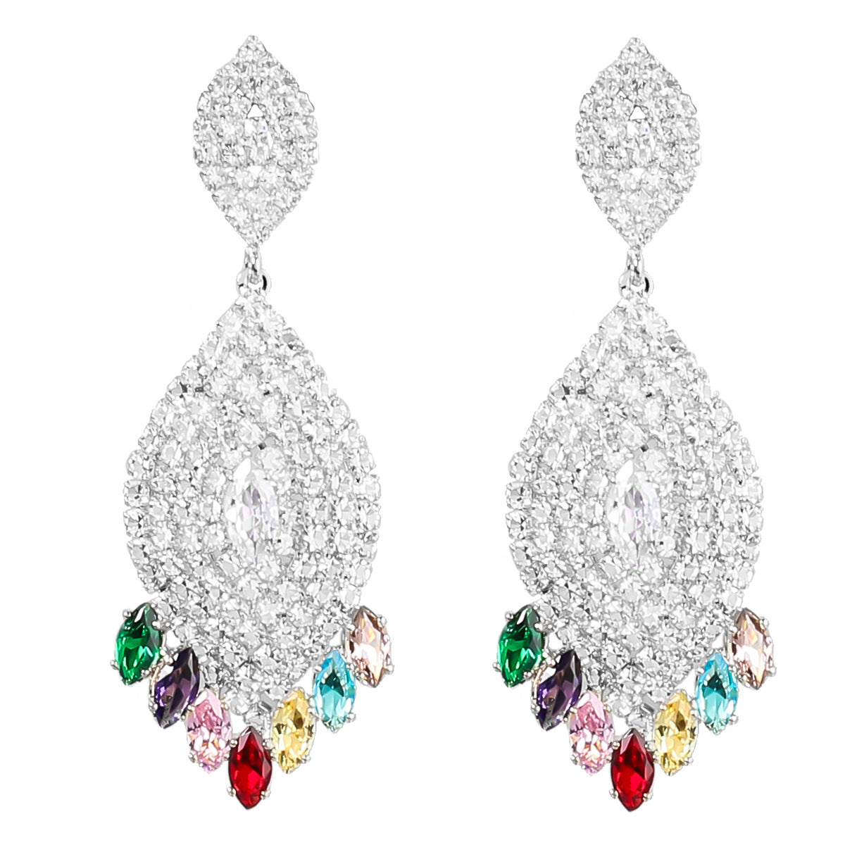 Colorful Crystals Feather & Dream Catcher Dangle Earrings