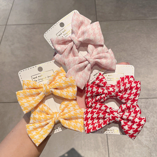 Houndstooth Patterned Ribbon Hair Clip