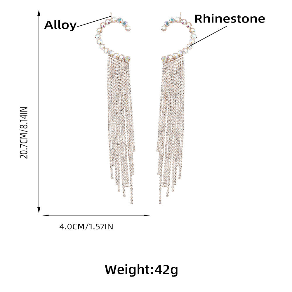 Fancy Crystal Embellished Dangle Earrings with Ear Climber