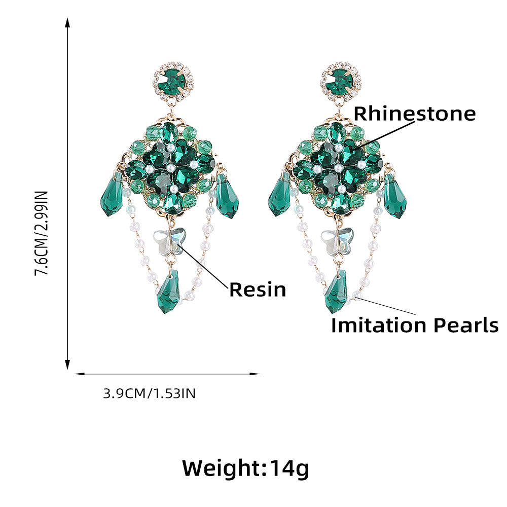 Large Crystal Dreamcatcher Drop Earrings