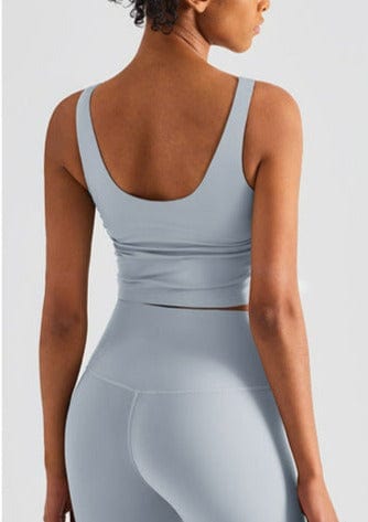 Scoop Neck Ruched Side Buttery Soft Sports Bra Tank