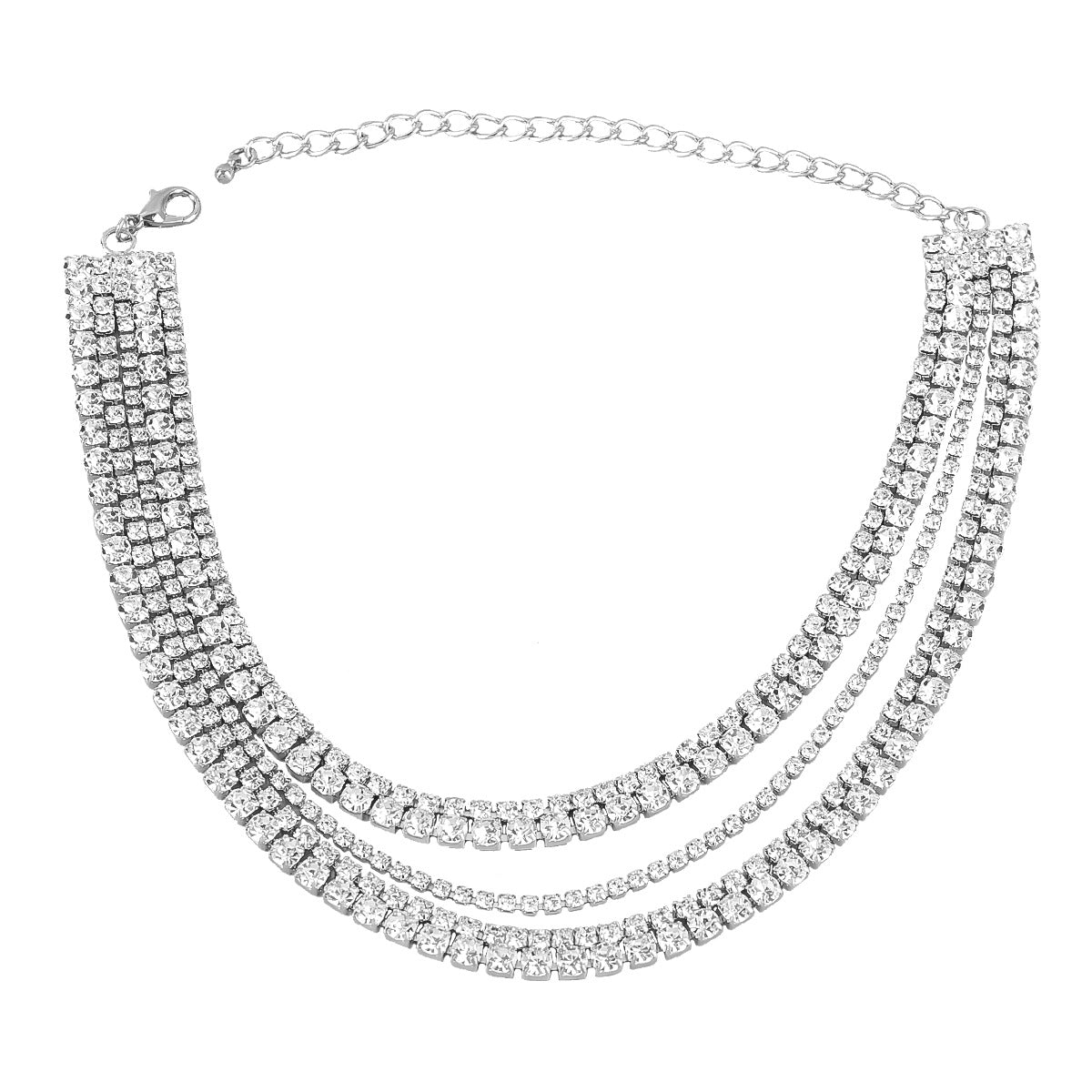 Fancy Crystal Embellished Layered Chocker Necklace