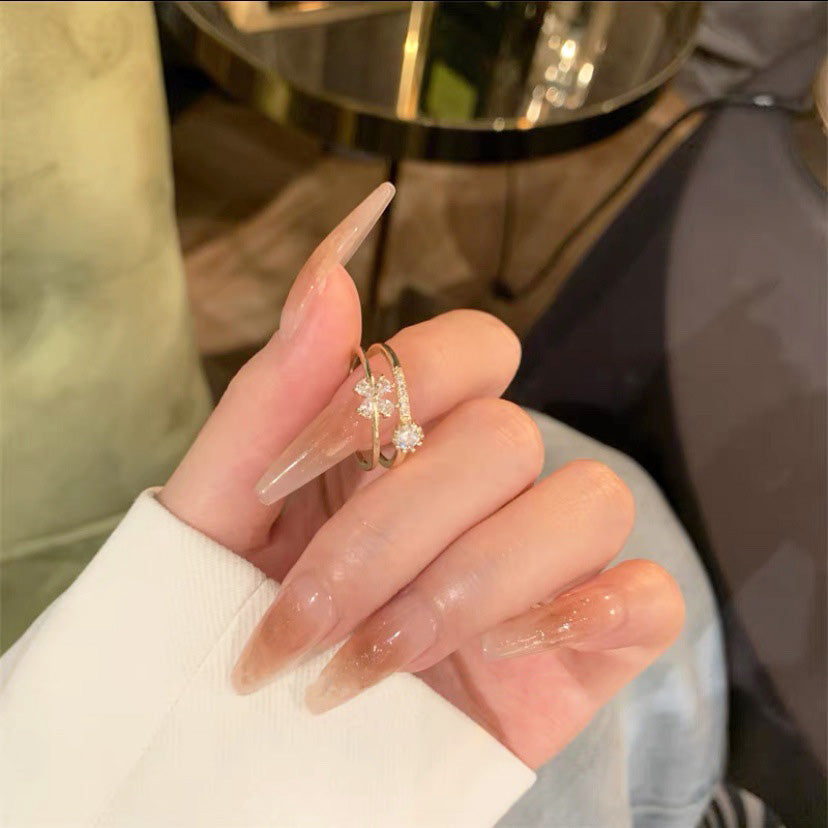 Double Layered Clover and Diamond Ring