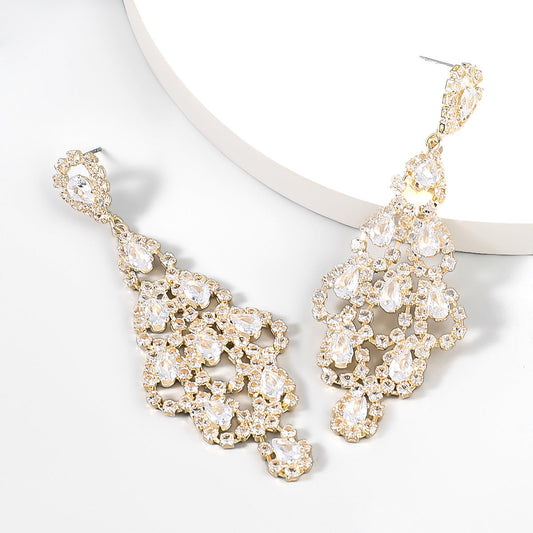 Fancy Crystal Embellished Dangle Earrings
