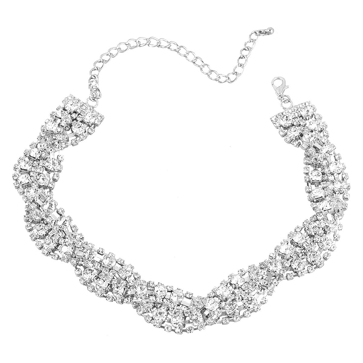 Fancy Crystal Embellished Wavy Chocker Necklace