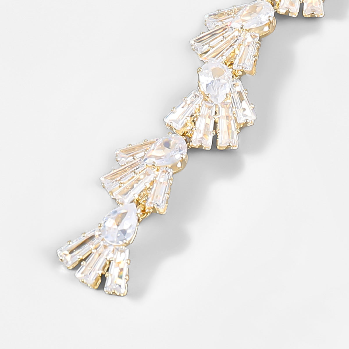 Fancy Crystal Embellished Straight Droop Earrings