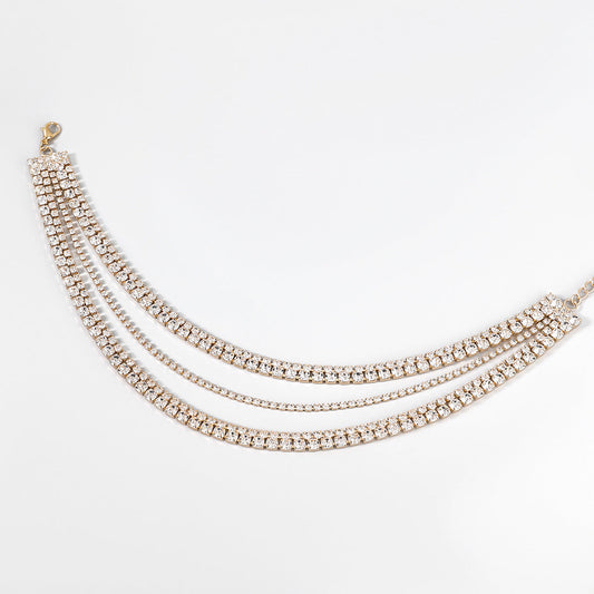 Fancy Crystal Embellished Layered Chocker Necklace