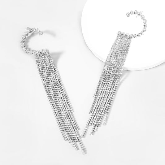 Fancy Crystal Embellished Dangle Earrings with Ear Climber