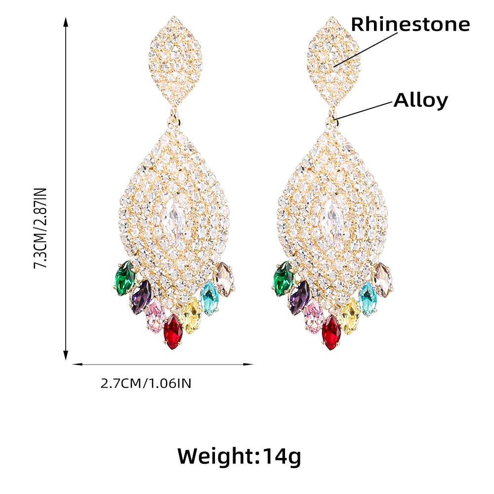 Colorful Crystals Feather & Dream Catcher Dangle Earrings