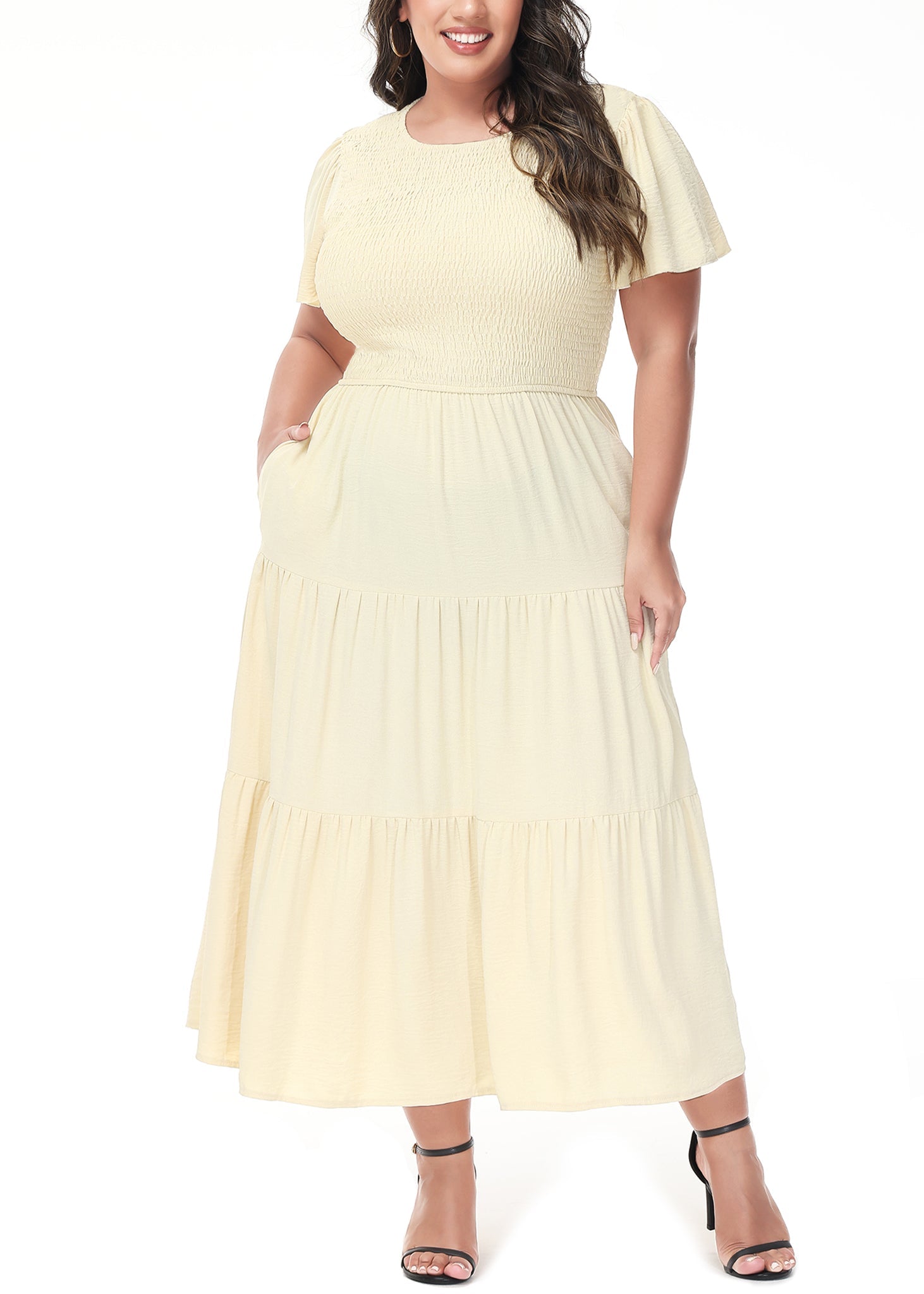 anna crew neck short sleeve maxi dress Anna-Kaci Women's Plus Size Casual Round Neck Flutter Short Sleeve Ela –  Anna-Kaci Wholesale