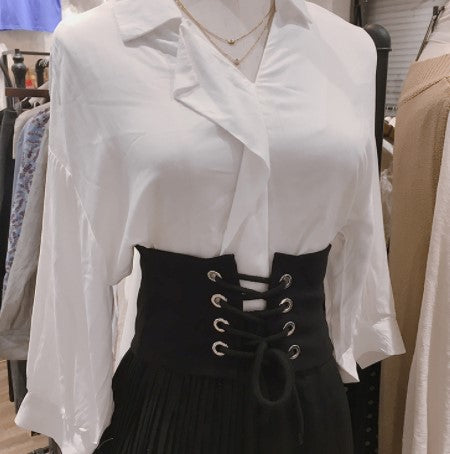 Stretchy Corset Tie Lace Front Belt with Back Zipper