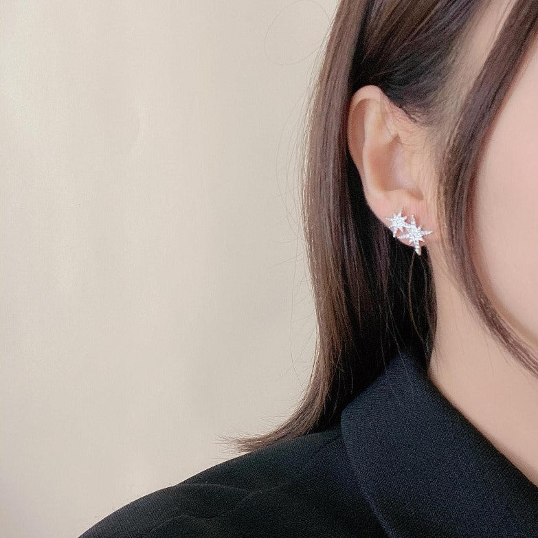 Eight-Pointed Star Dangle Earrings