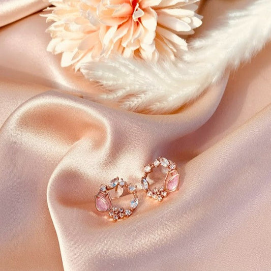 Rose Gold Floral Wreath Earring