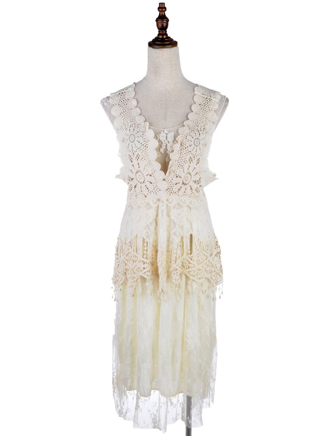 Gatsby Crochet Vest Lace Dress Set