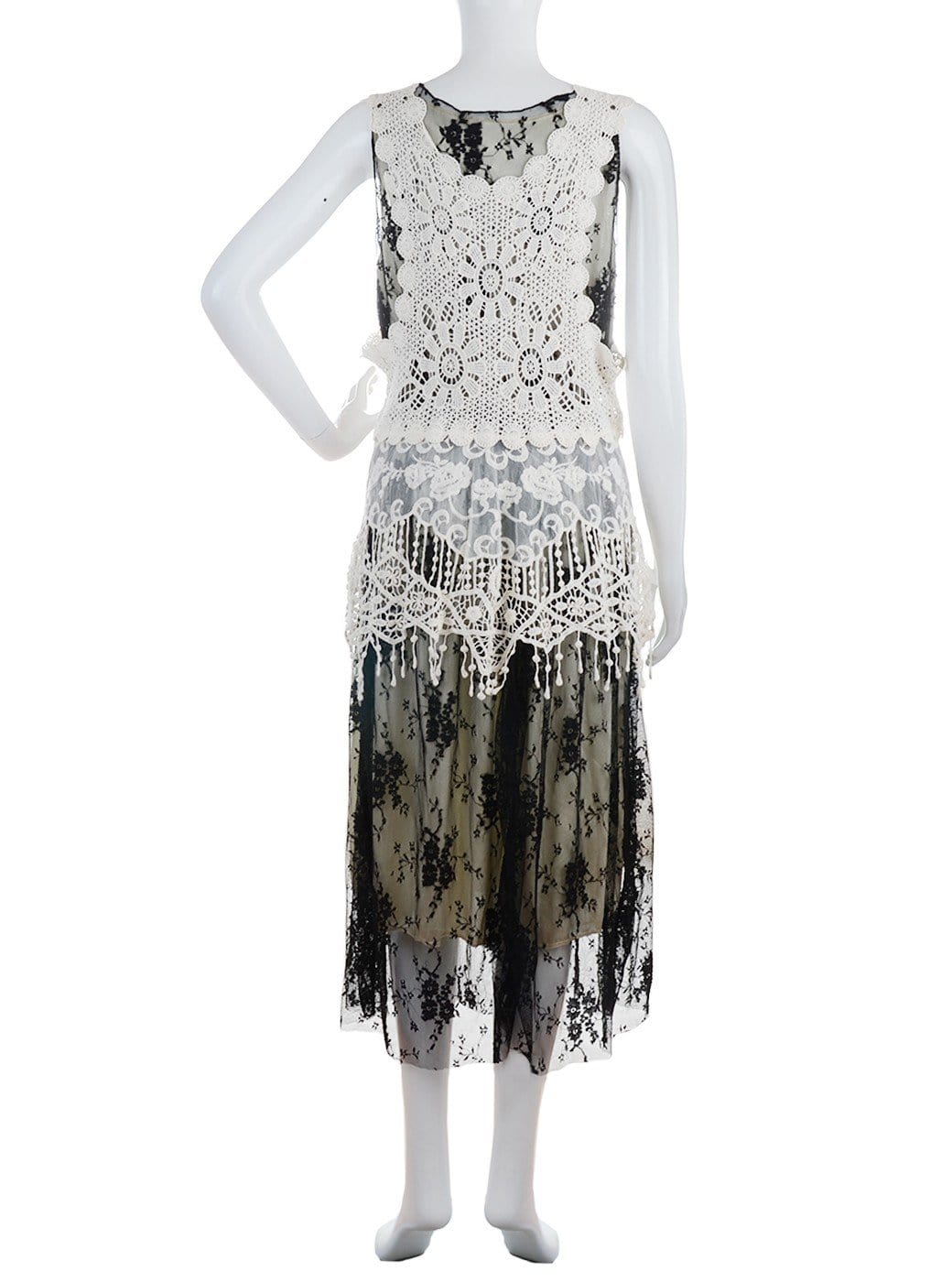 Gatsby Crochet Vest Lace Dress Set