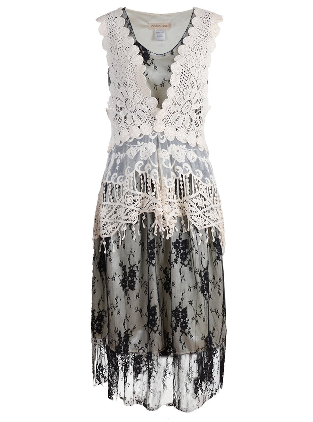 Gatsby Crochet Vest Lace Dress Set
