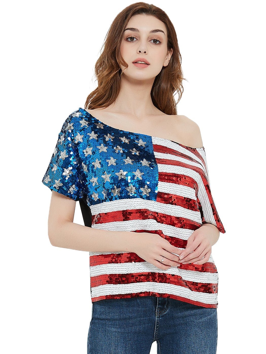 Patriotic American Sequin Camisole Top