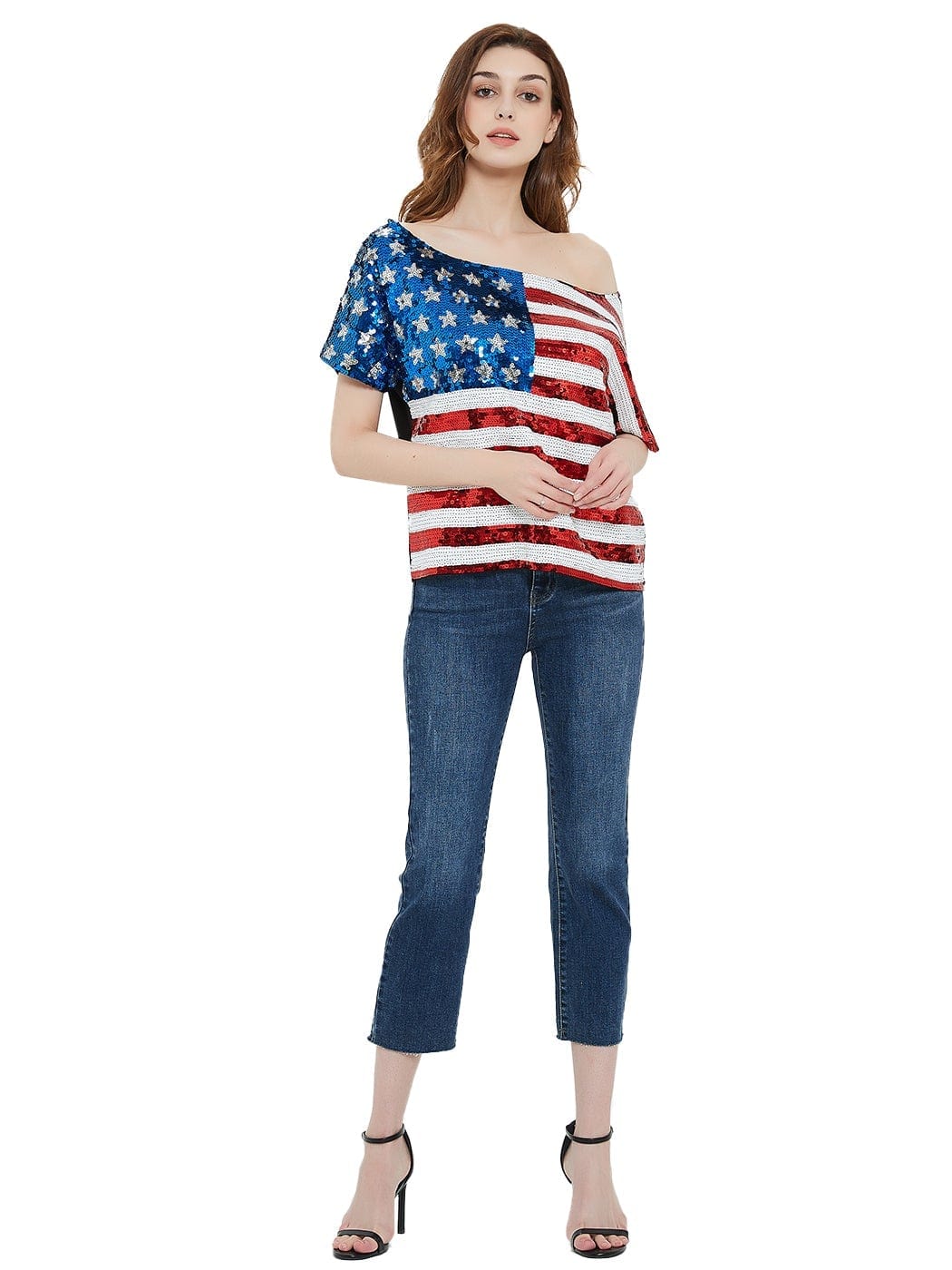 Patriotic American Sequin Camisole Top