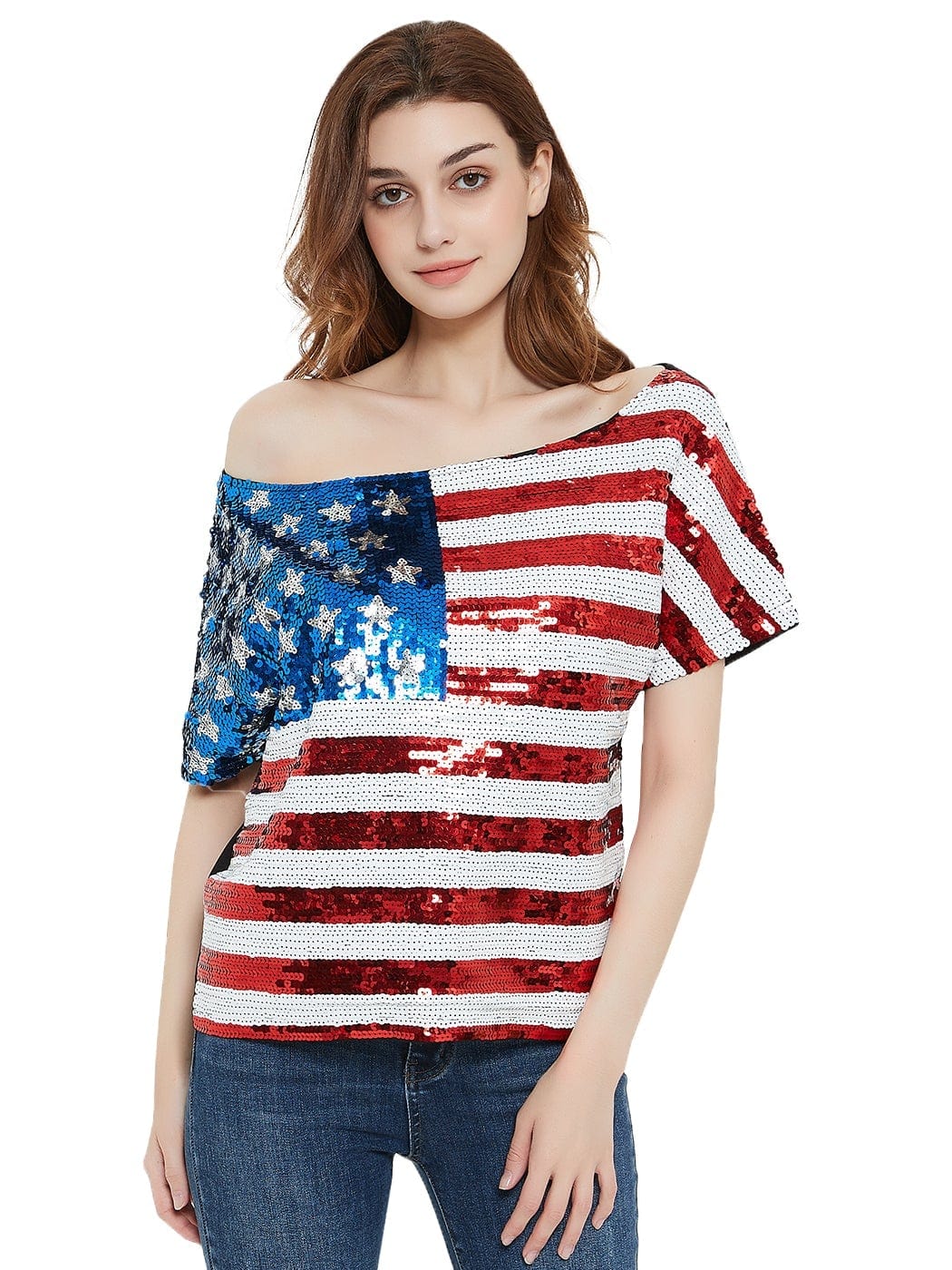 Patriotic American Sequin Camisole Top