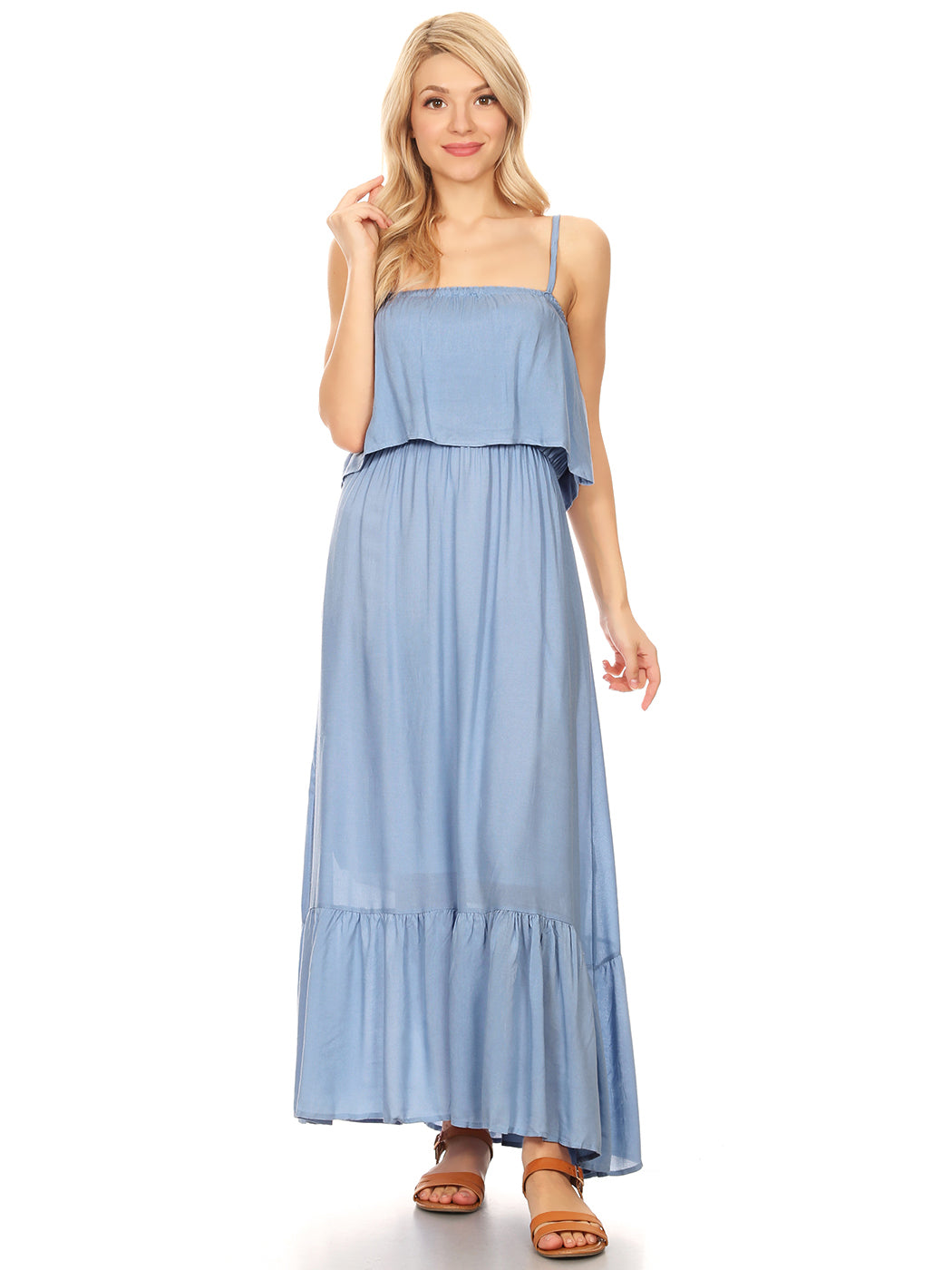 Casual Boho Spaghetti Strap Flowy Maxi Dress