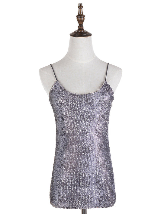 Matte Sequin Python Print Camisole Top