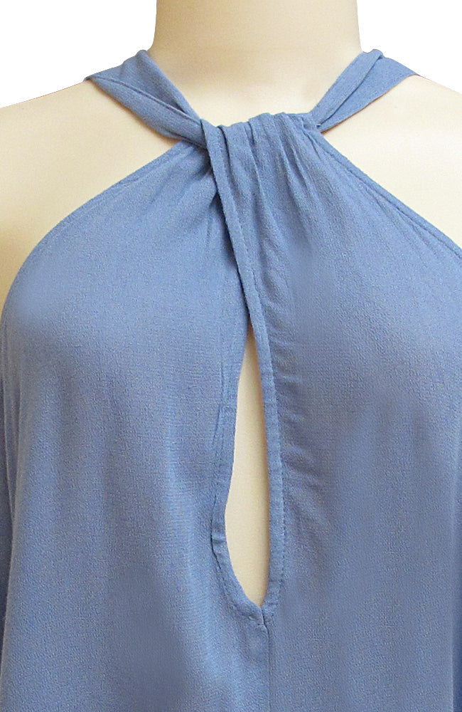 Sleeveless Halter Neck Top with Twist and Buckle