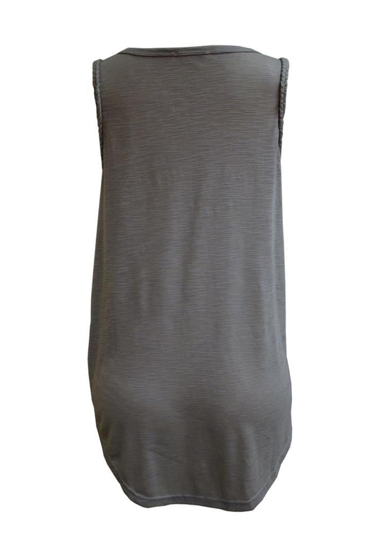 Athletic Wear Sleeveless Tank Top with Braid Details