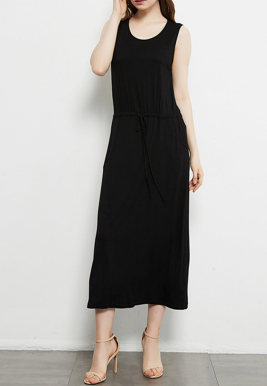 Staple Slip Gown Tied Front Dress With Pockets