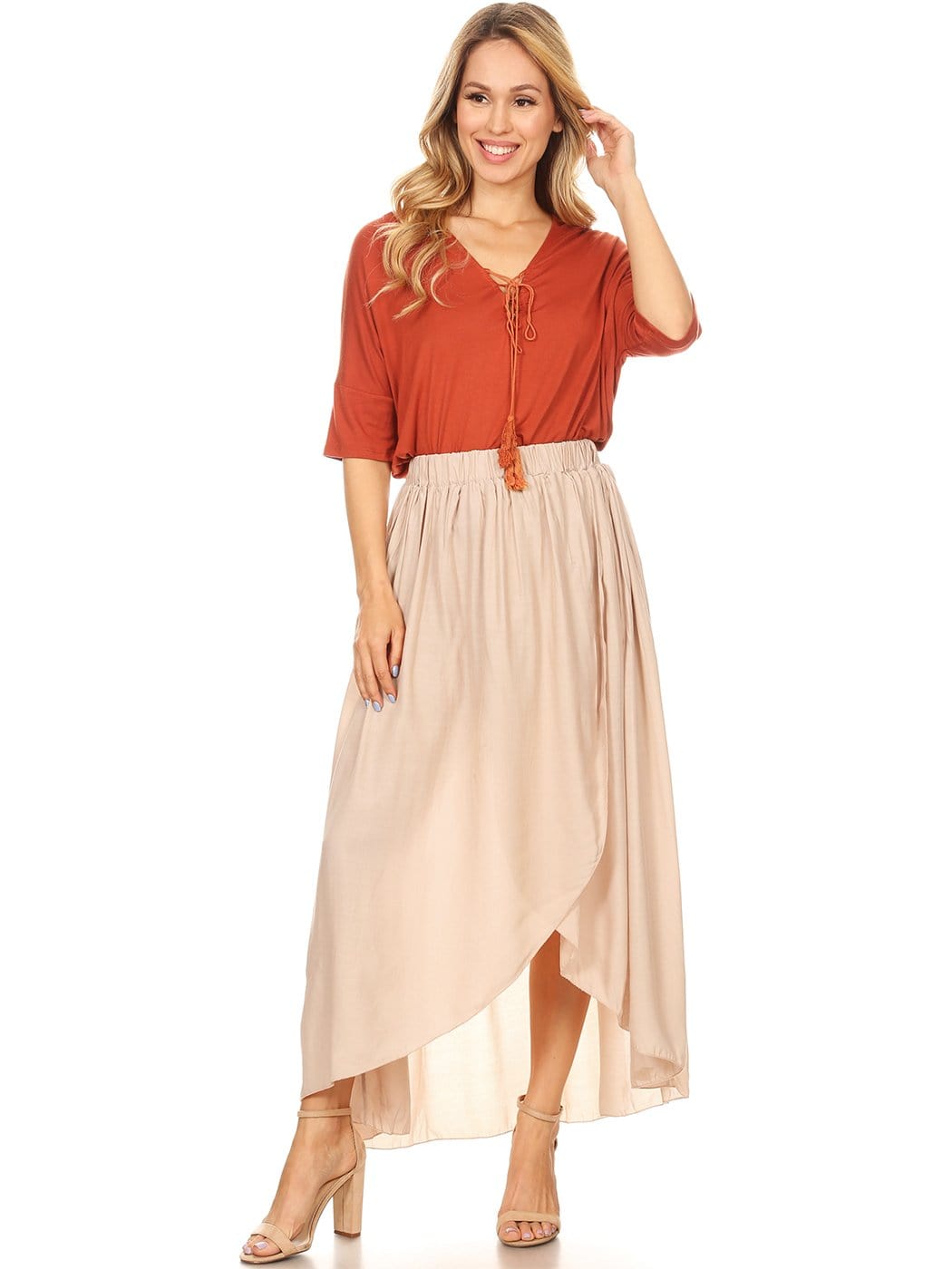 Boho Elastic High-Waist Maxi Skirt