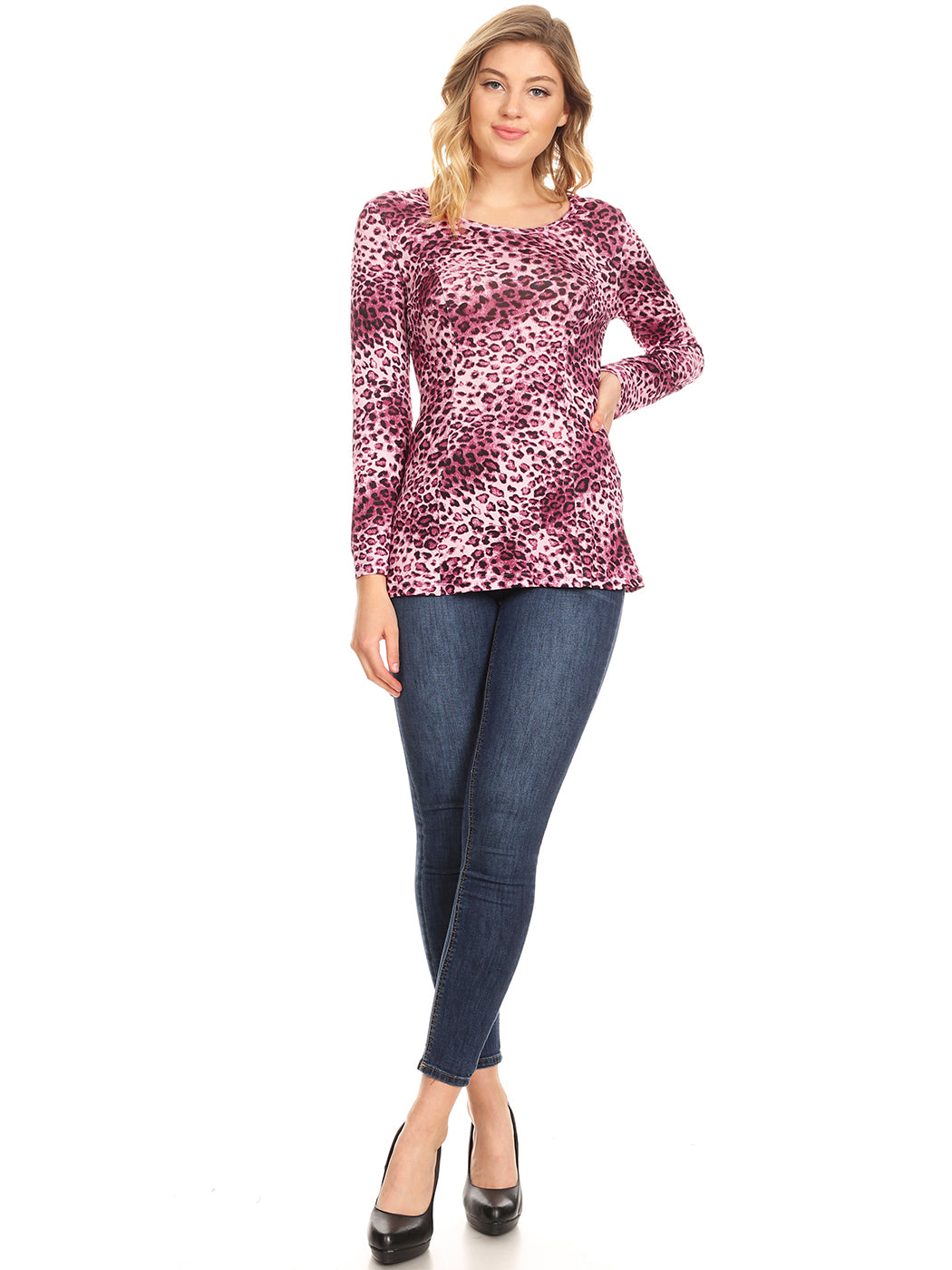Leopard Print Long-Sleeve T-Shirt