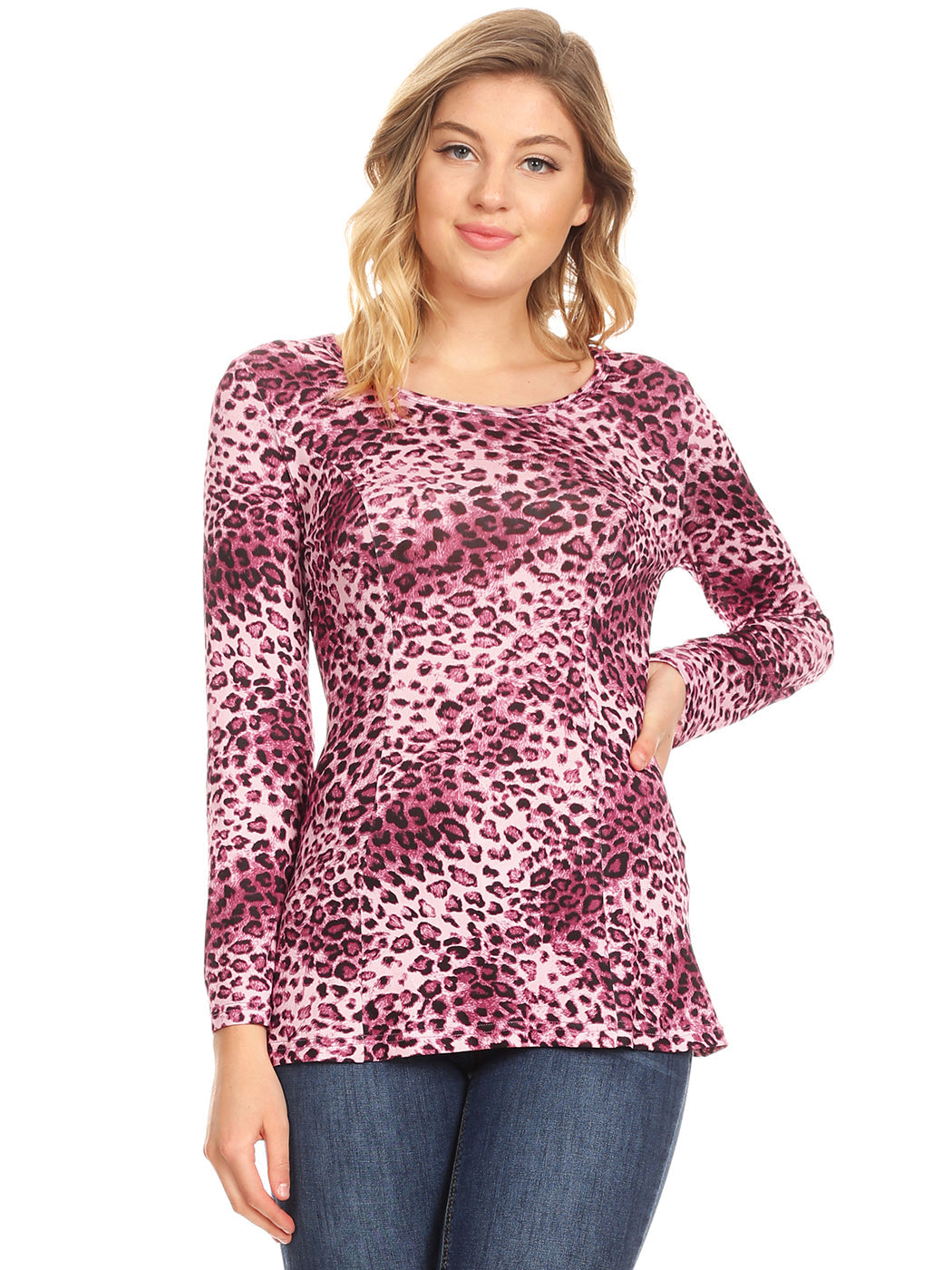 Leopard Print Long-Sleeve T-Shirt