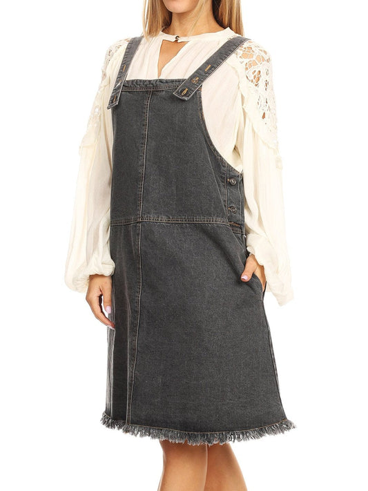 Oversized Overall Pinafore Denim Dress