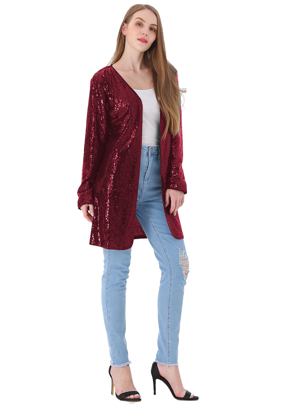 Sequin Open Front Cocktail Outerwear Jacket