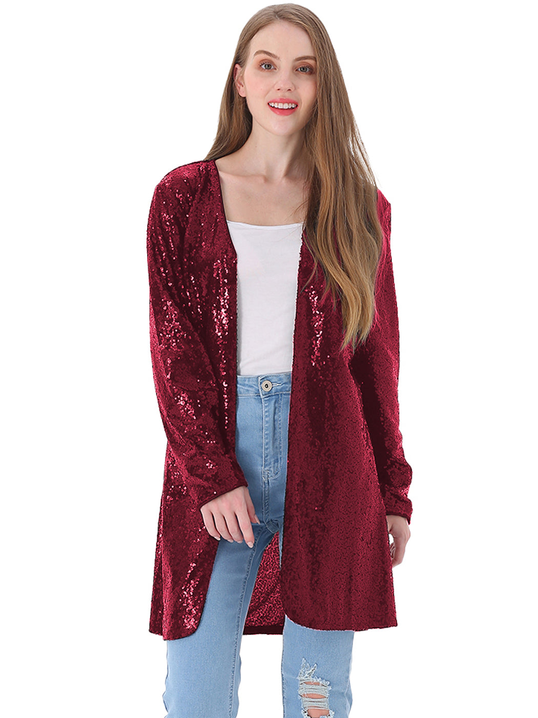Sequin Open Front Cocktail Outerwear Jacket