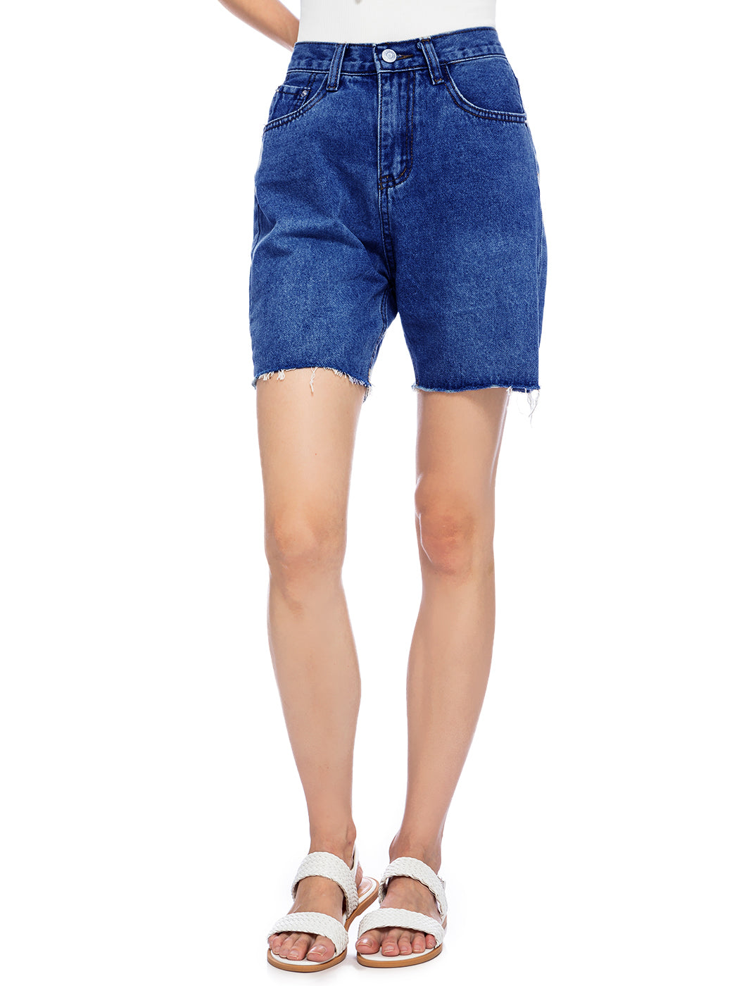 High Waisted Bermuda Denim Shorts