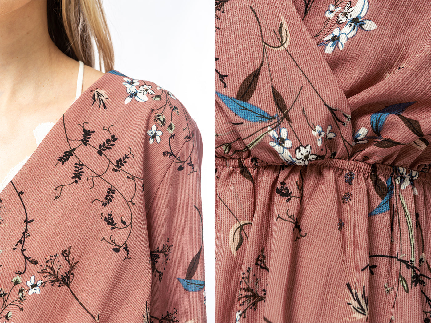 Floral Print Backless Long-Sleeve Romper