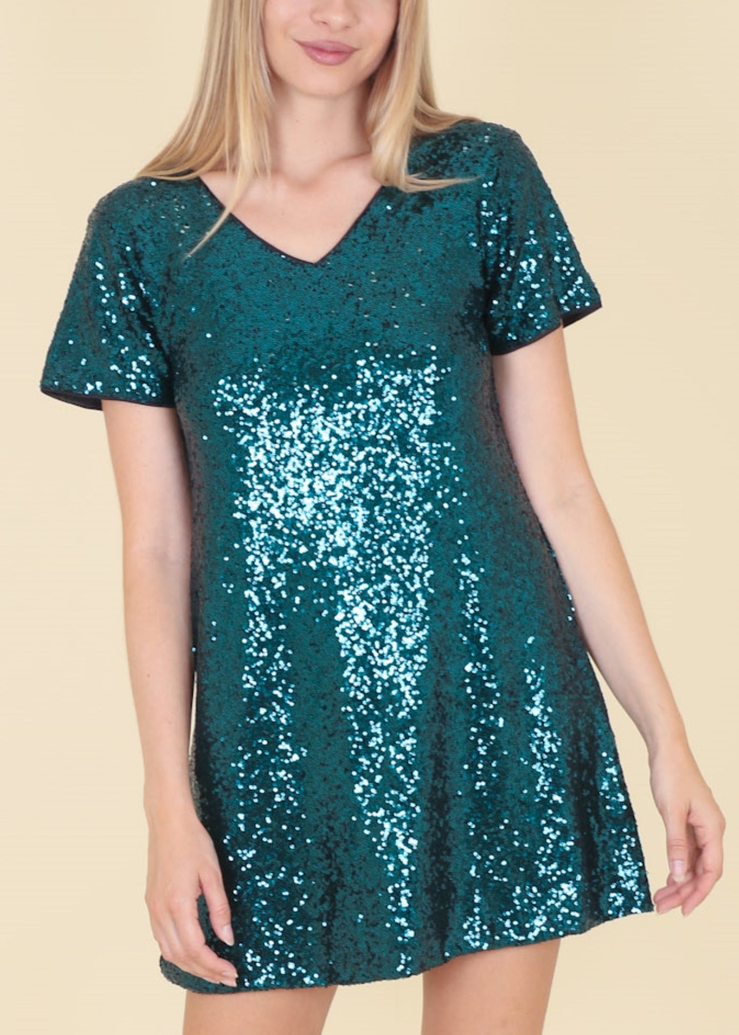 Sequin Shift Tunic T-Shirt Mini Dress