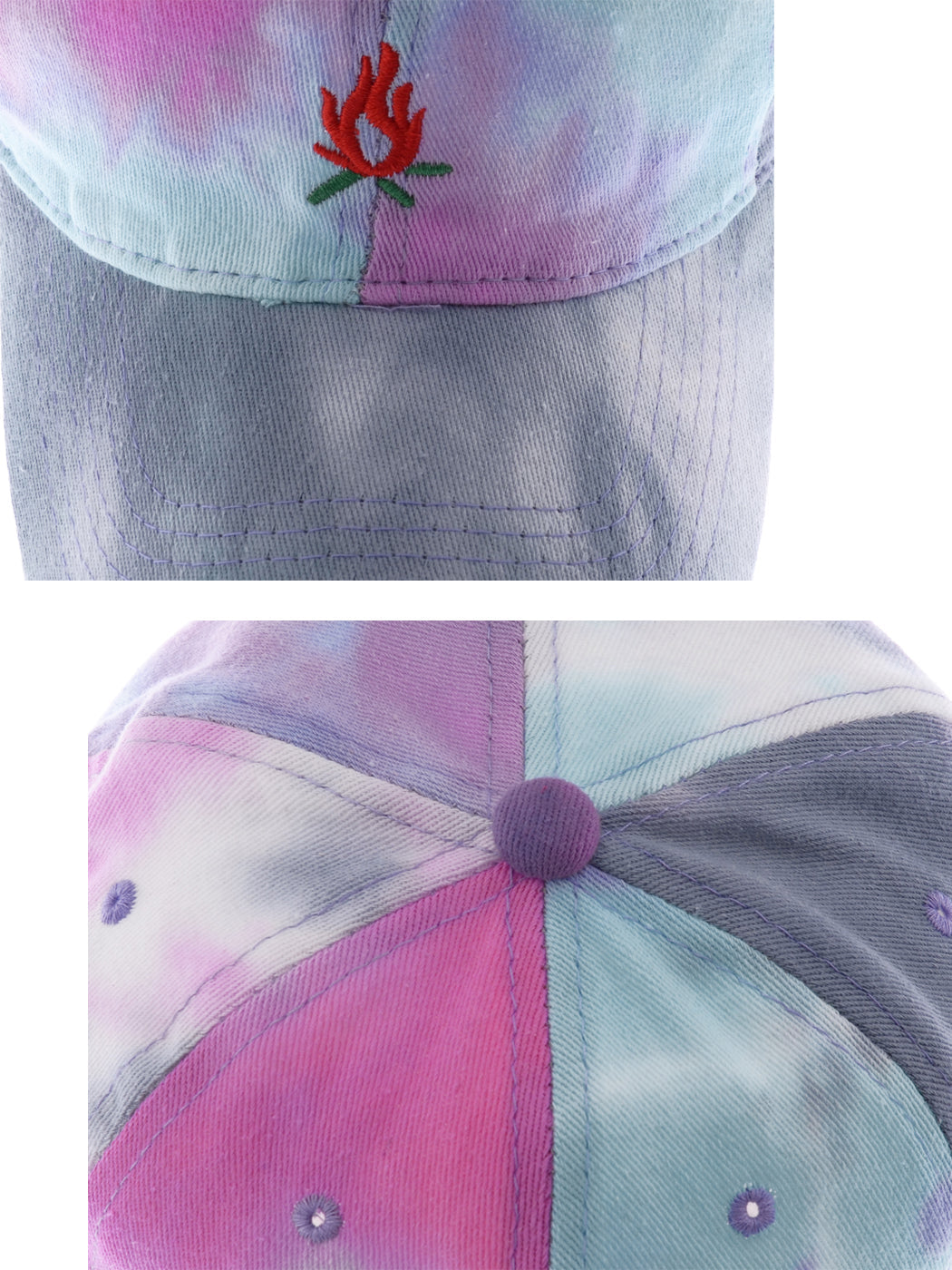 Anna-Kaci Unisex Tie Dyed Adjustable Baseball Caps Embroidery Pattern Cotton Washed Dad Hat