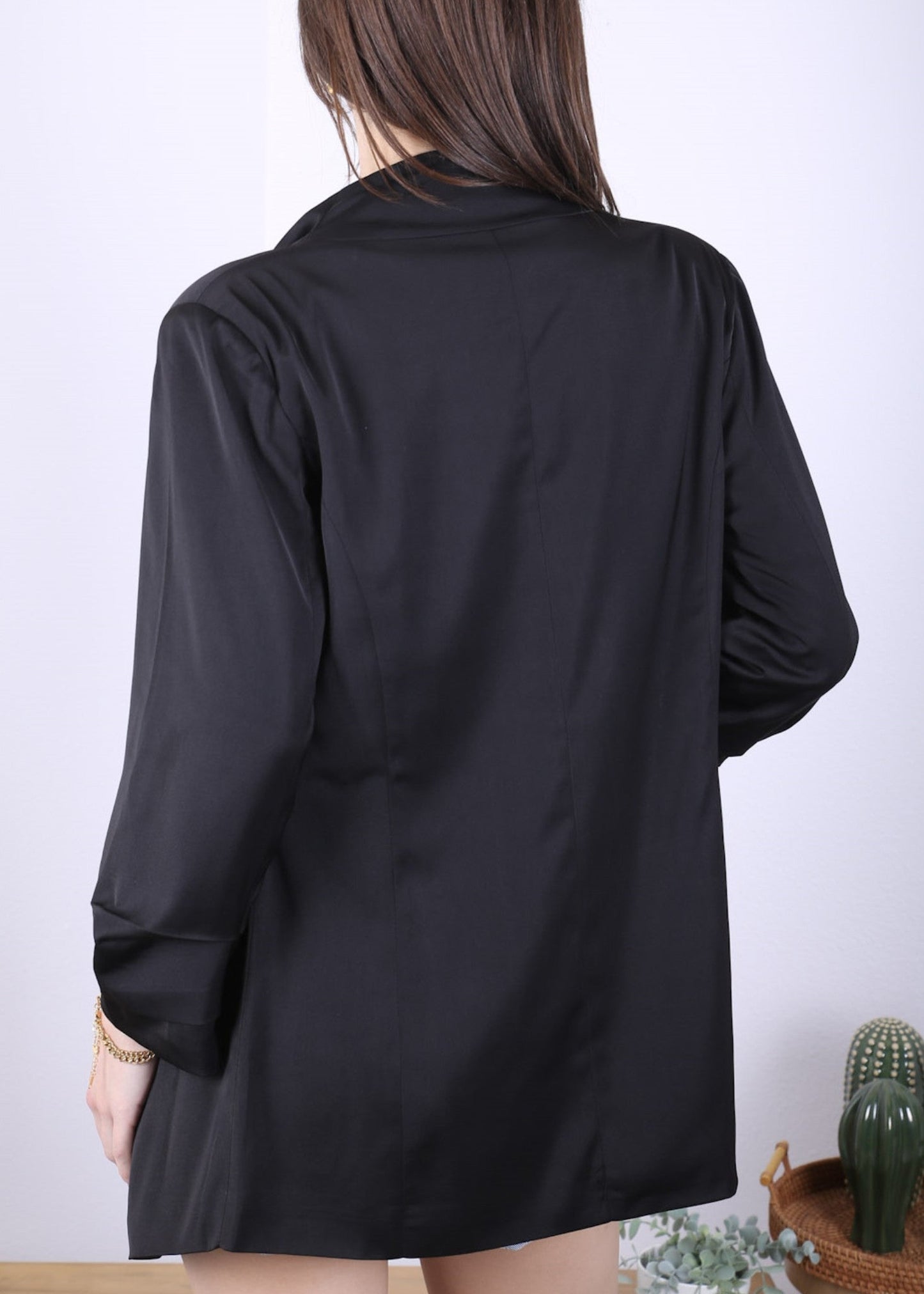 Ruched Open Front Blazer