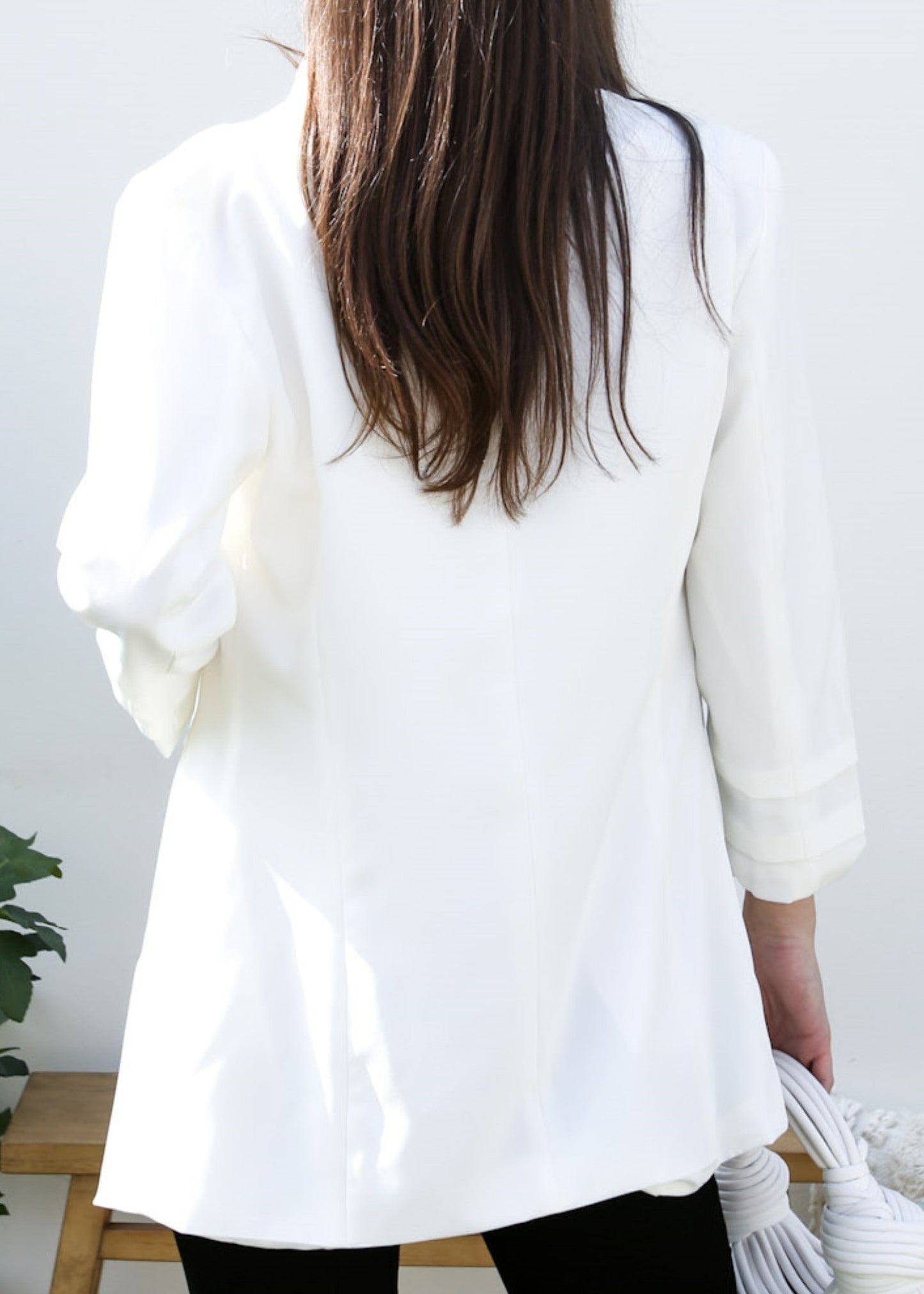 Ruched Open Front Blazer