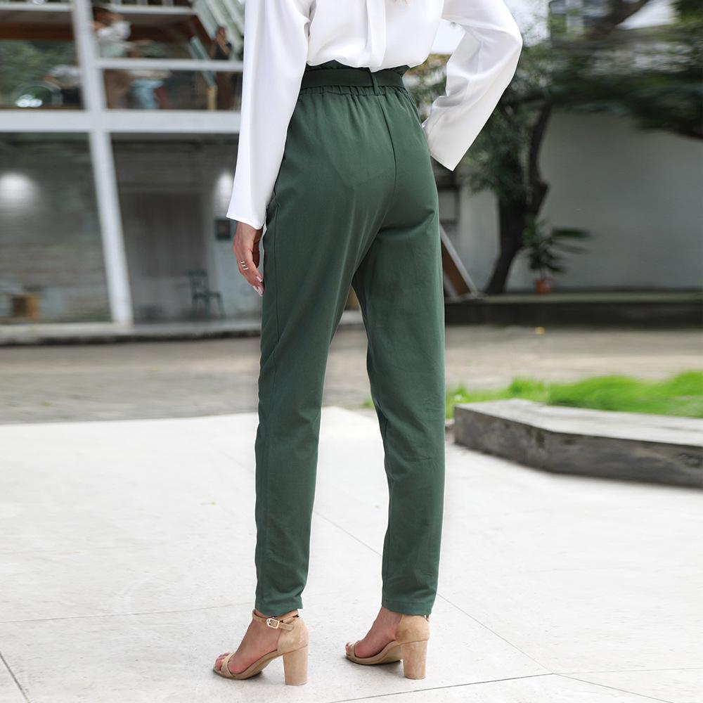 Anna-Kaci High Waist Tied Belt Lounge Dress Pants Ruffle Waist Line for Women