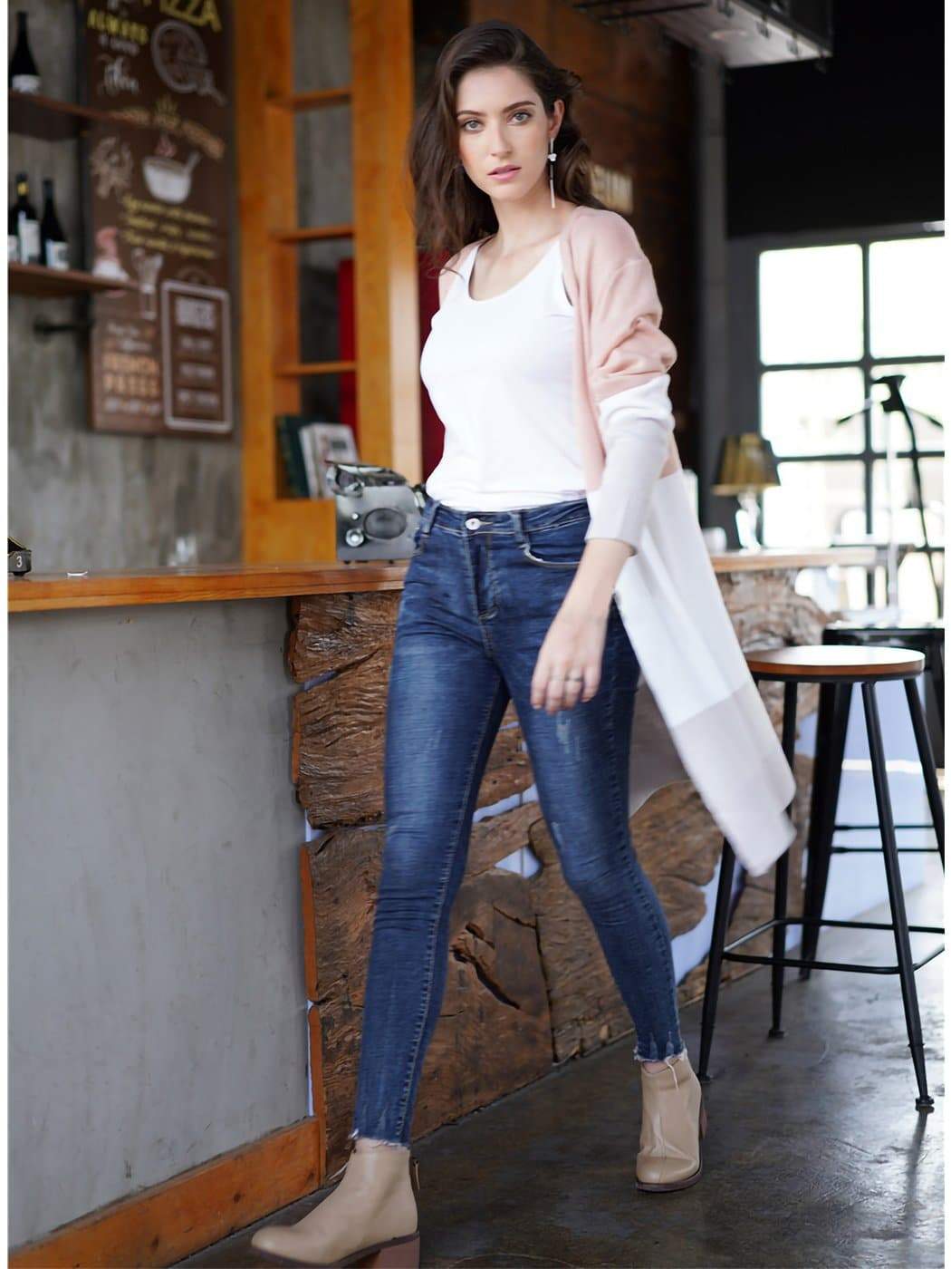 Anna-Kaci Long Sleeve Knit Sweater Soft Outwear Striped Draped Kimono Cardigan | Womens | Anna-Kaci