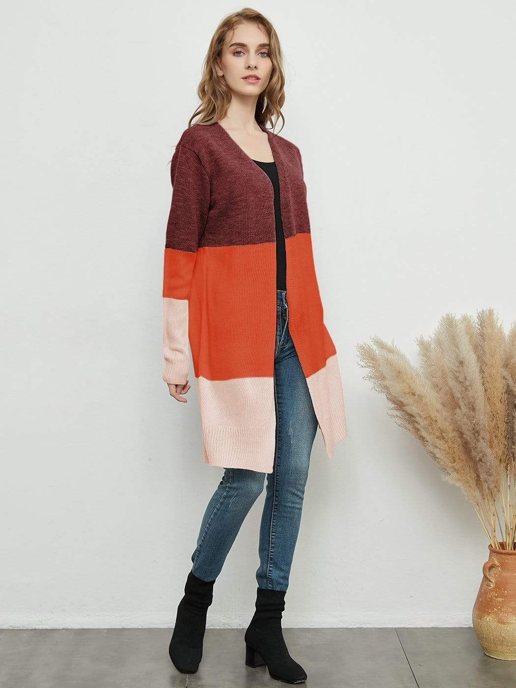 Anna-Kaci Long Sleeve Knit Sweater Soft Outwear Striped Draped Kimono Cardigan | Womens | Anna-Kaci