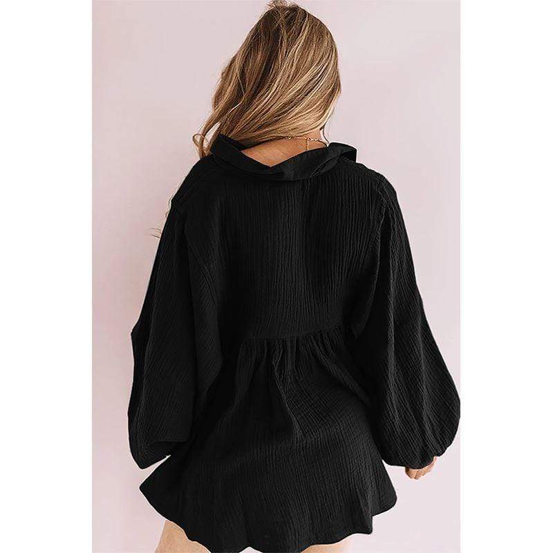 Anna-Kaci Oversized Ruffle Lantern Long Sleeve Flare Top for Women