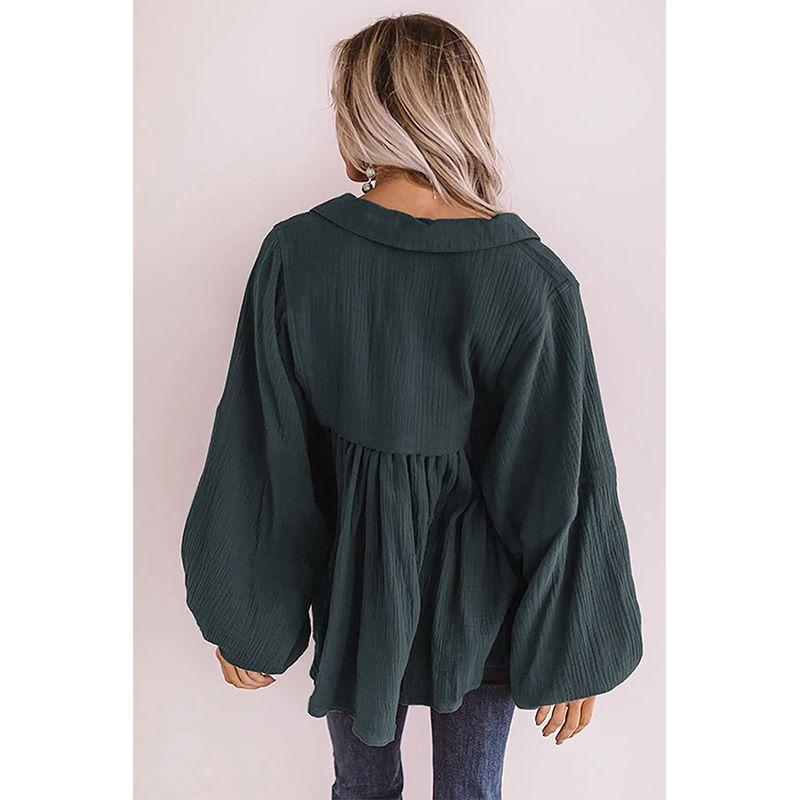 Anna-Kaci Oversized Ruffle Lantern Long Sleeve Flare Top for Women