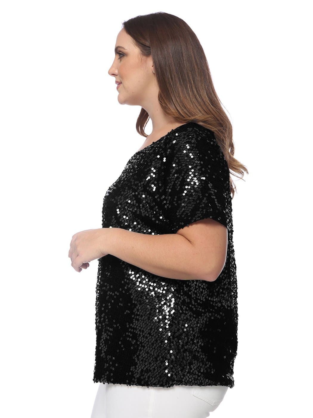 Anna-Kaci Plus Size One Shoulder Sequin Top for Women by Anna-Kaci | Alilang