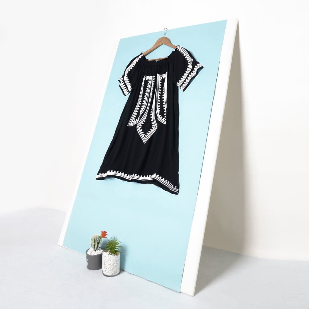 Anna-Kaci Printed Versatile Off Shoulder Smocked Dress | Anna Kaci Black / One Size