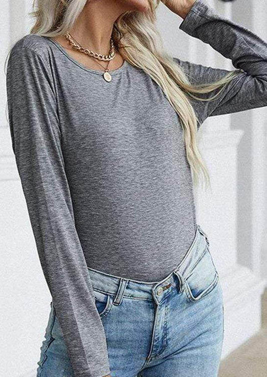 Anna-Kaci Ruffle Back Floral Crochet Lace Long Sleeve Round Neck Top for Women