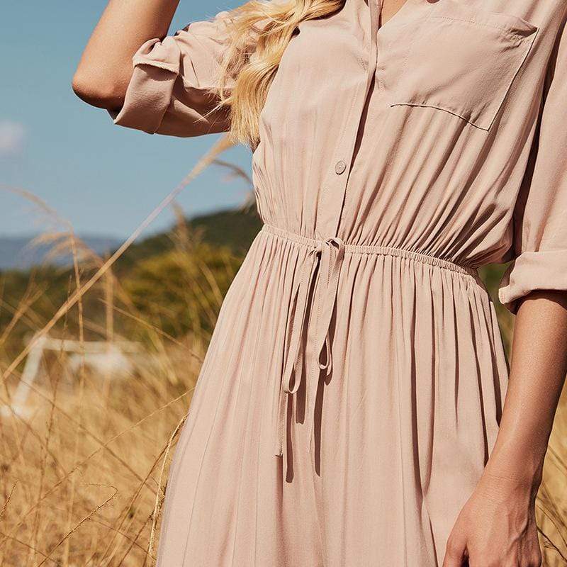 Anna-Kaci Safari Pocket Button Tied Waist Tan Jumpsuit for Women